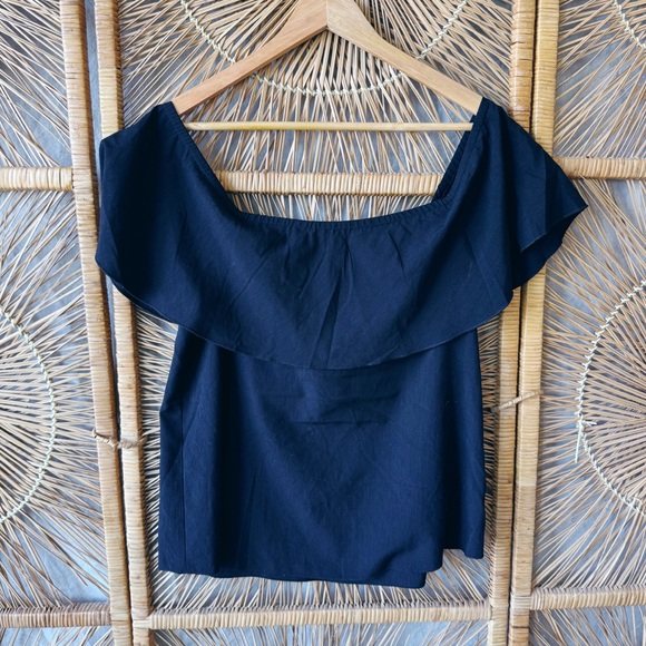 7 For All Mankind Black Off-Shoulder Women's Top Blouse SZ: S - Picture 1 of 4